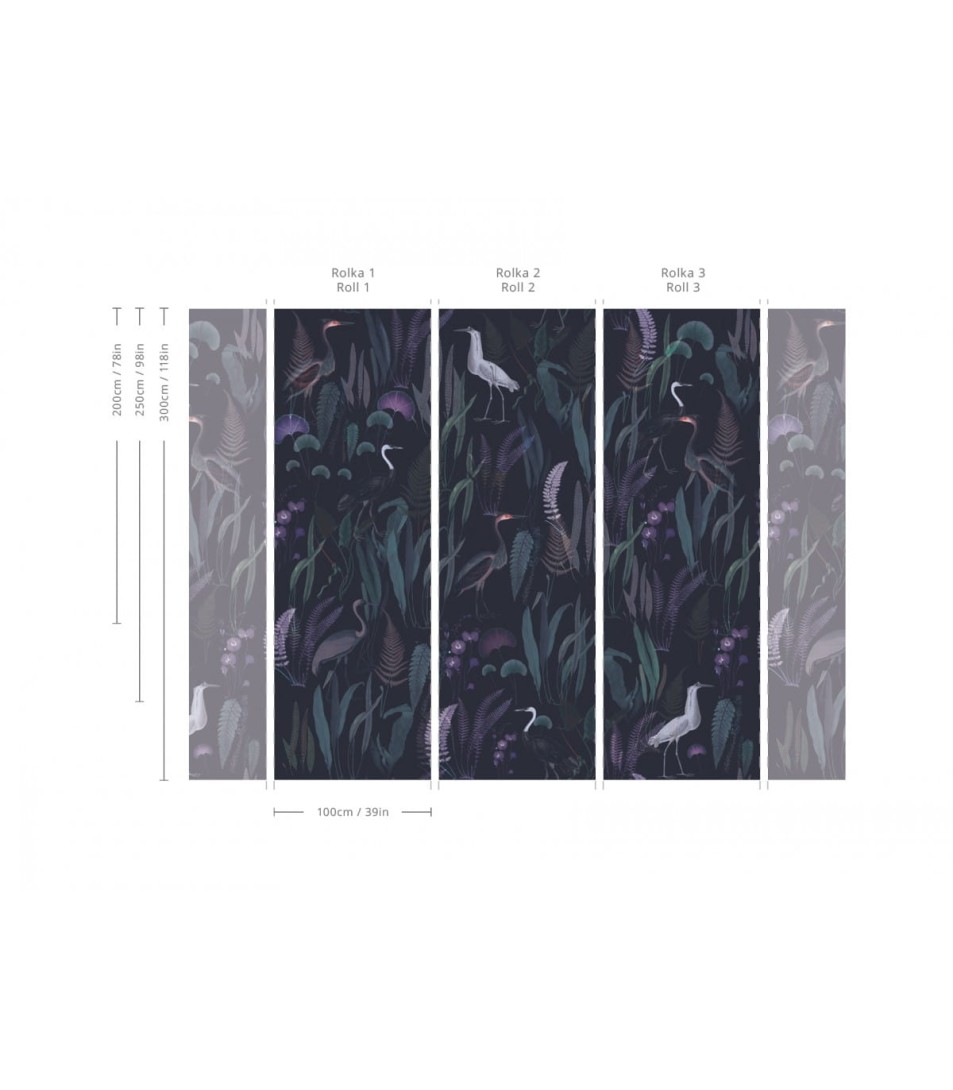 Wallcolors Botanical Experience Calm Heron Purple - mural orientalny