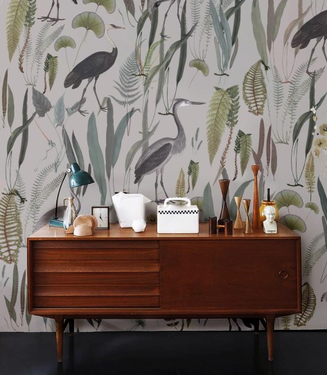 Wallcolors Tropical Intense Calm Heron Beige - mural orientalny