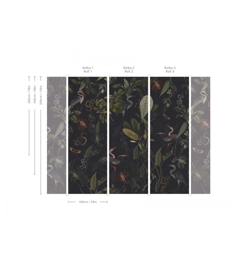 Wallcolors Tropical Intense Dark Heron - mural orientalny