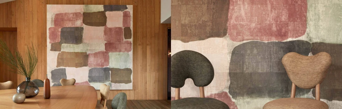 Elitis VP 964 03 Atelier d'artiste 2 Palette - mural w abstrakcyjny wzór na tle imitującym splot rafii