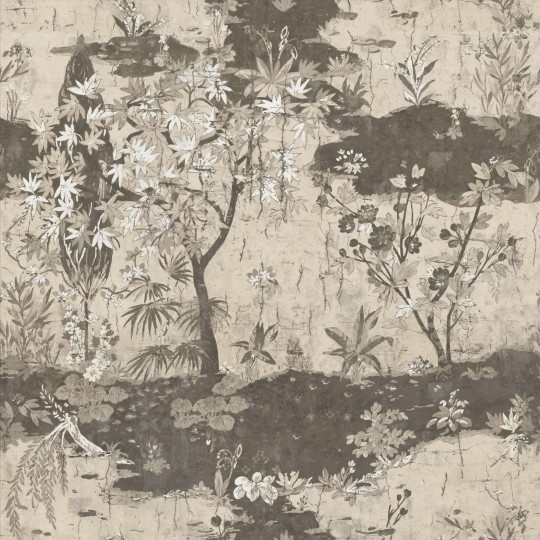 Elitis VP 962 03 Ortigia Retour des Indes - mural w roślinny motyw chinoiserie z efektem patyny
