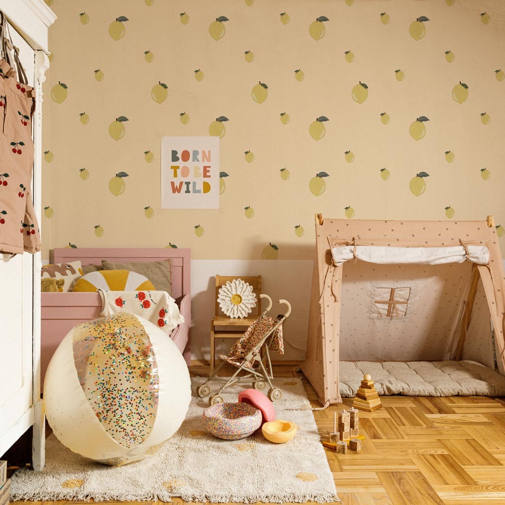 Dekornik DEKO.TAP.391 Little Lemons Salmon - tapeta dziecięca w cytryny