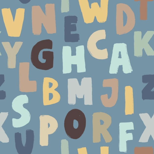 Dekornik DEKO.TAP.394 Letters Blue - tapeta w litery alfabetu