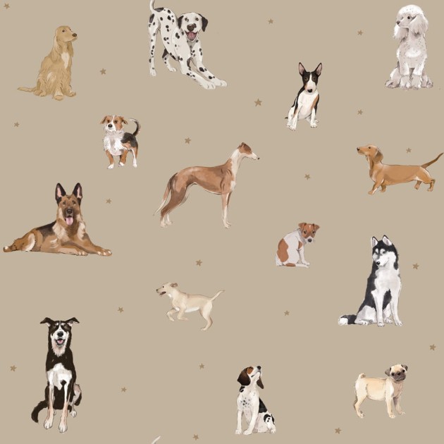 Dekornik DEKO.TAP.400 Dogs Are The Best Beige - tapeta w pieski