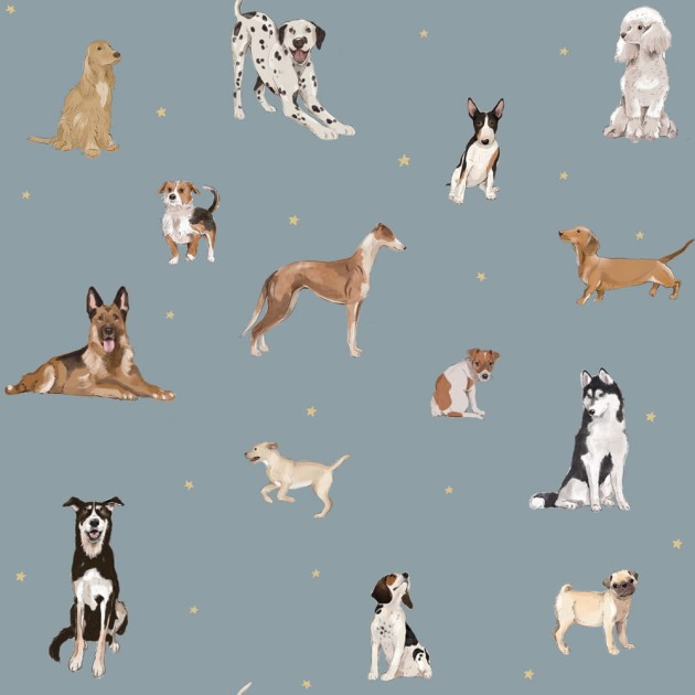 Dekornik DEKO.TAP.399 Dogs Are The Best Blue - tapeta w pieski