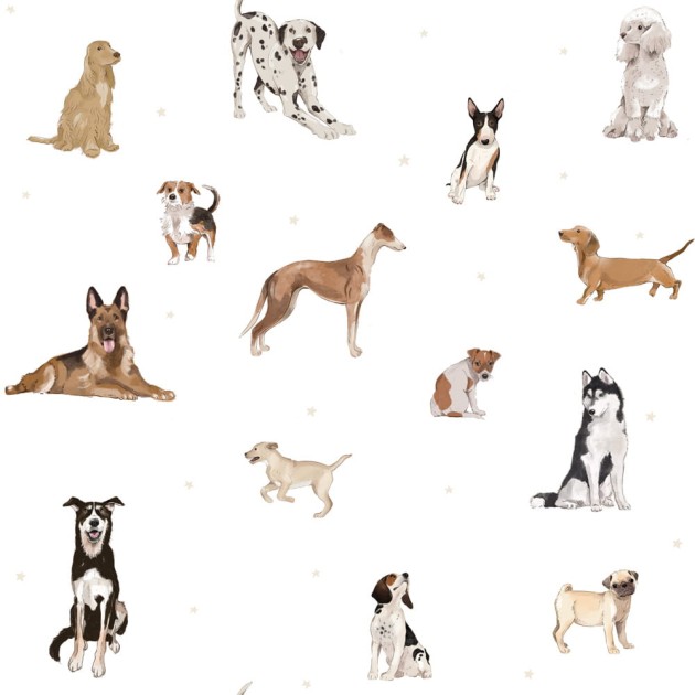 Dekornik DEKO.TAP.401 Dogs Are The Best White - tapeta w pieski