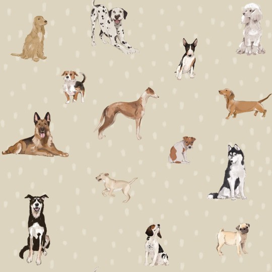 Dekornik DEKO.TAP.402 Dogs Are The Best Beige With Dots - tapeta w pieski