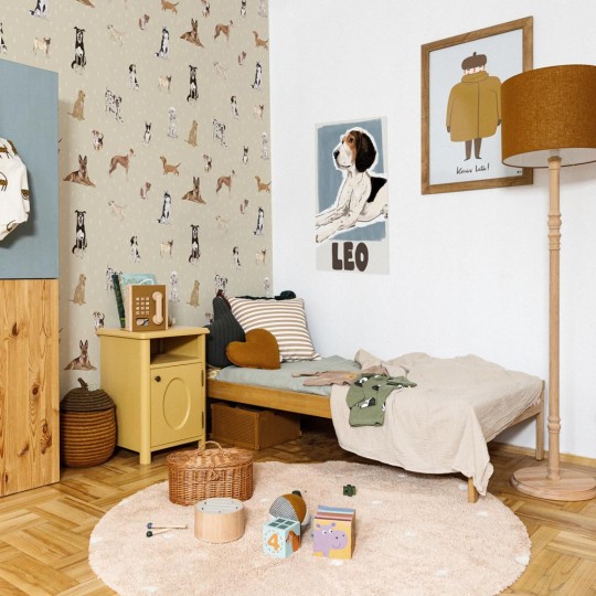 Dekornik DEKO.TAP.402 Dogs Are The Best Beige With Dots - tapeta w pieski