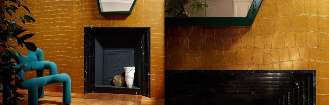 Elitis VP 951 92 Vibrations Big Croco métal - tapeta imitująca skórę krokodyla