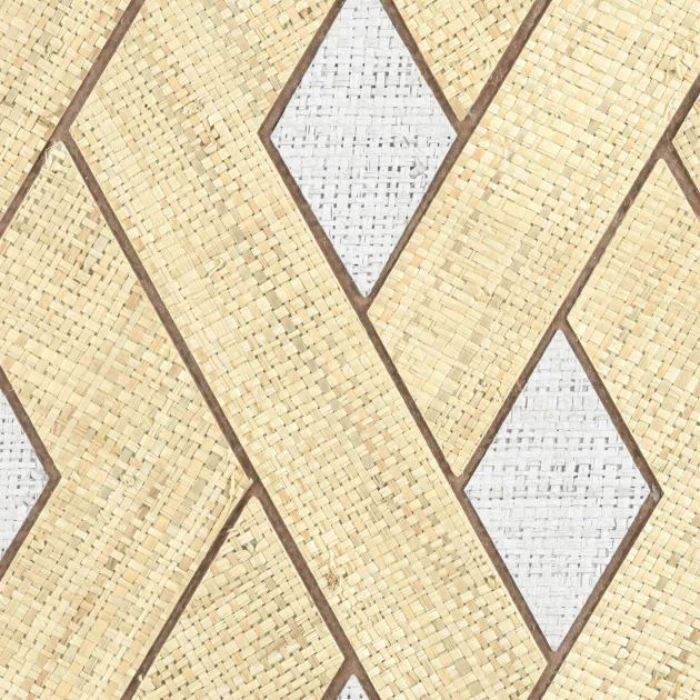 Elitis RM 1019 01 Merida Entrelazados – tapeta z rafii w geometryczny splot