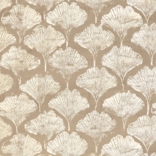 Casamance 71030210 Mellow Yinkuo Taupe - tapeta w metaliczne liście miłorzębu