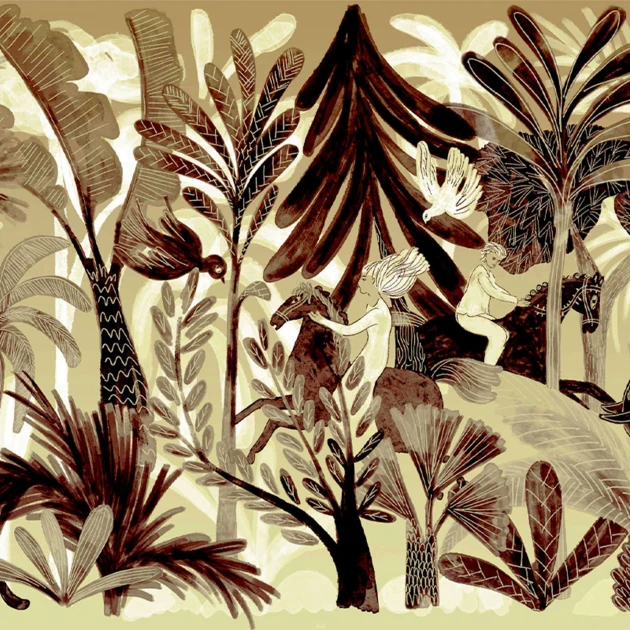 Elitis DM 900 01 360° Bel ami - mural w egzotyczne zwierzęta i rośliny