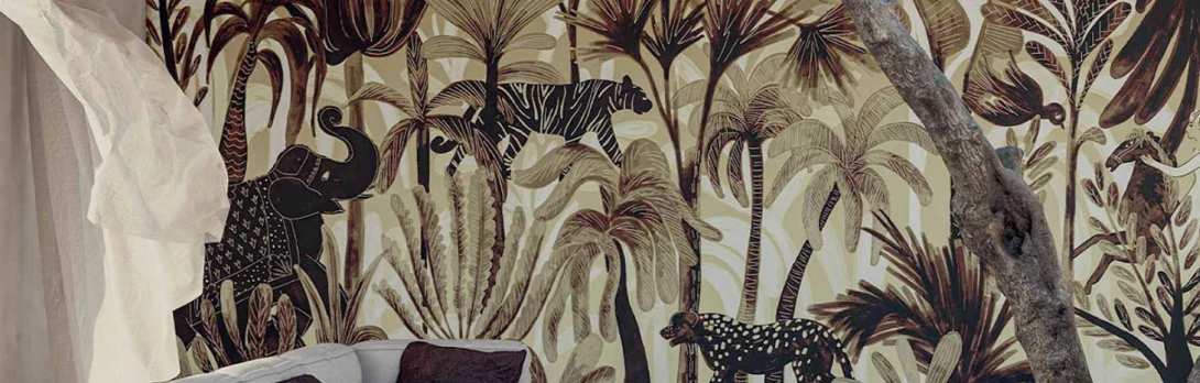 Elitis DM 900 01 Lx 360° Bel ami - mural w egzotyczne zwierzęta i rośliny