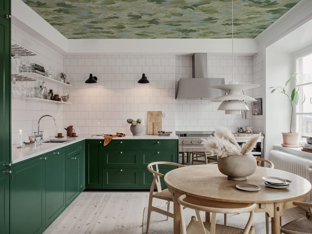 Boras Tapeter 9556W Ceiling Tree Canopy Green - mural w liście