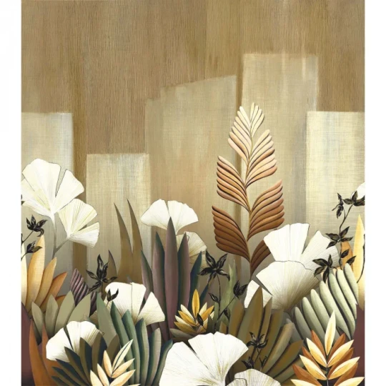 Casamance 71290268 Exploration Icho Paille/multicouleurs - tekstylny mural w roślinny motyw