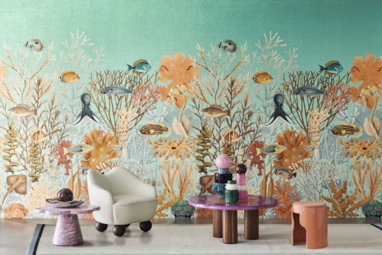 Casamance 71300240 Exploration Moorea Caraïbe/multicouleurs - tekstylny mural w podwodny pejzaż