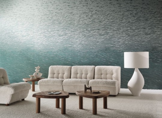 Casamance 71340252 Exploration Côme Mordoré - lniany mural w taflę jeziora Como