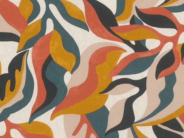 Rasch Textil 301938 Bloomsbury Henry Petrol Amber Red - tapeta w liście
