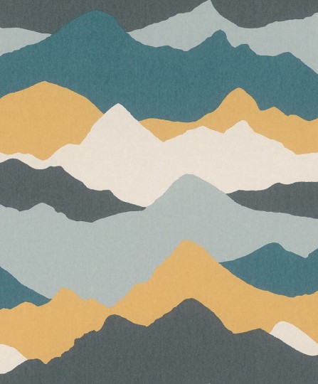 Rasch Textil 301990 Bloomsbury Finn Yellow & Aqua - tapeta pejzaż górski