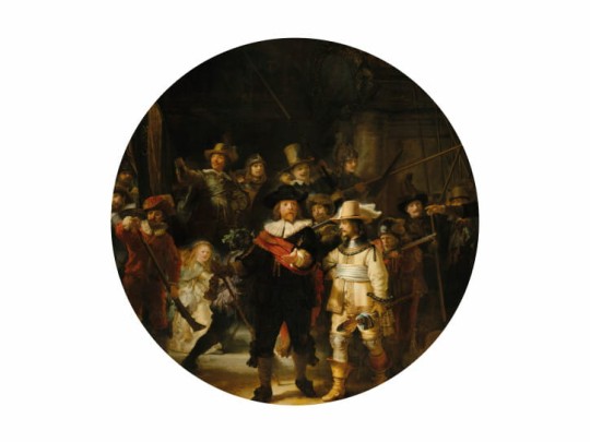 BN 300460 Circles Nightwatch by Rembrandt van Rijn - okrągła tapeta inspirowana obrazem