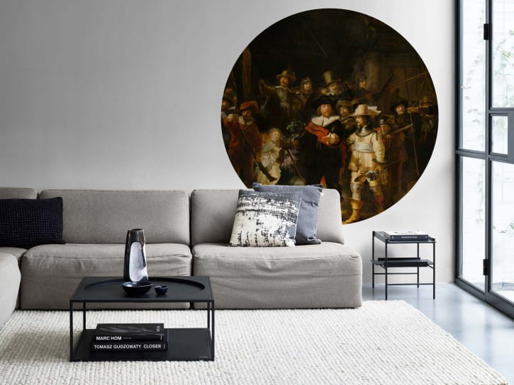 BN 300460 Circles Nightwatch by Rembrandt van Rijn - okrągła tapeta inspirowana obrazem