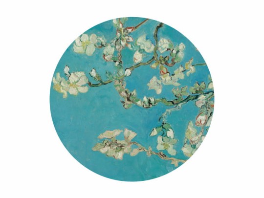 BN 300455 Circles Almond Blossom by Van Gogh - okrągła tapeta w kwiaty migdałowca