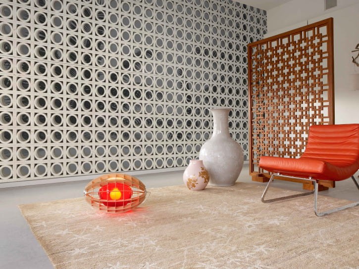 BN 300351 Dimensions Circle Brick Wall White - mural w koła na tropikalnym tle