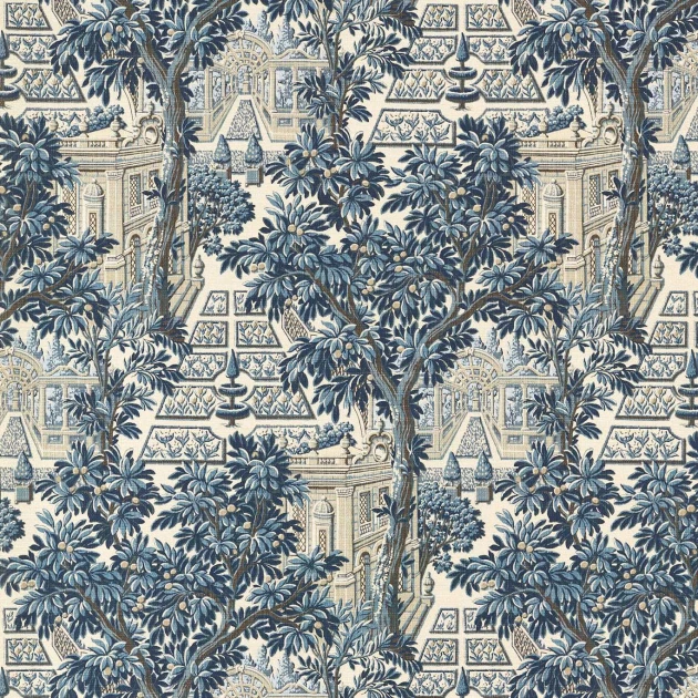 Zoffany 313052 Arcadian Thames Italian Garden Indigo - tapeta z ogrodem