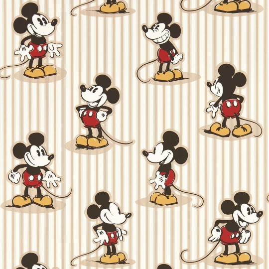 Sanderson 217273 Disney Home Mickey Stripe Peanut - tapeta z Myszką Miki