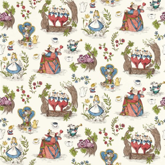 Sanderson 217287 Disney Home Alice in Wonderland Hundreds & Thousands - tapeta z królikami i Alicją w Krainie Czarów