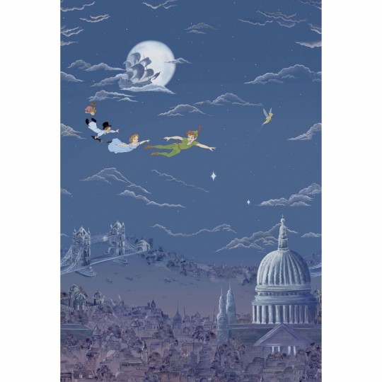 Sanderson 217293 Disney Home Peter Pan Evening Blue - mural z Piotrusiem Panem