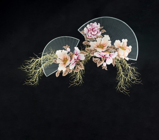 Walltextile 1-C Murale Colorful Black - mural w kwiaty