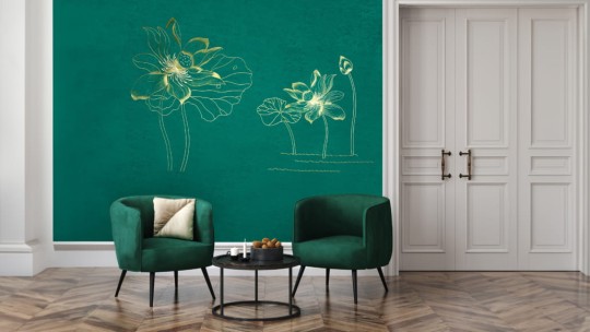 Walltextile 2-K Murale Water Hibiscus Creamy - mural w kwiaty