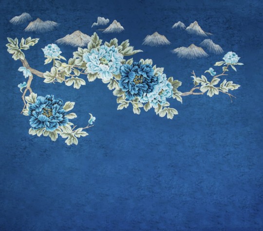Walltextile 6-G Murale Love Flower Language Navy - mural w kwiaty