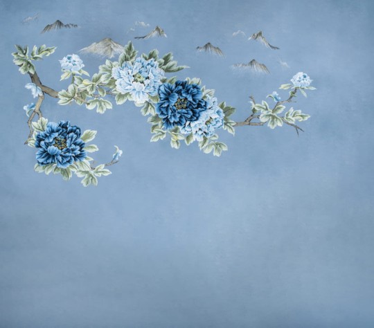 Walltextile 6-K Murale Love Flower Language Blue - mural w kwiaty