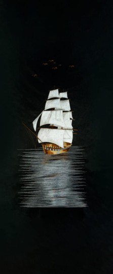 Walltextile 8-C Murale Smooth Sailing Black - mural łódź