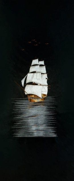 Walltextile 8-C Murale Smooth Sailing Black - mural łódź