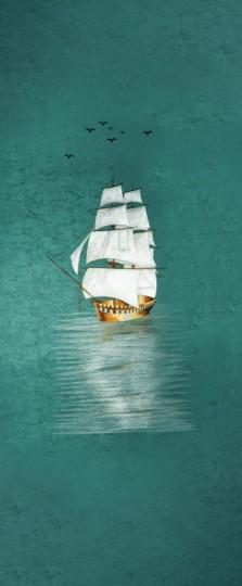 Walltextile 8-Z Murale Smooth Sailing Green - mural łódź