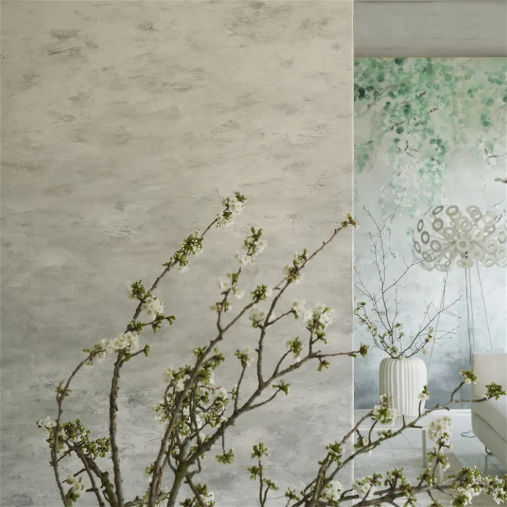 Designers Guild PDG1117/02 Scenes and Murals III Shinsha Scene 2 Celadon - tapeta z opadającymi gałęziami
