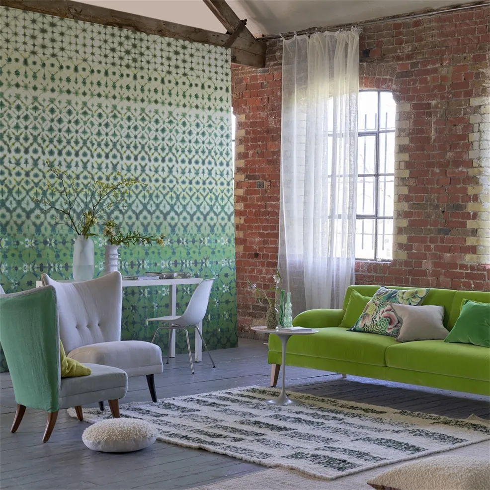 Designers Guild PDG1161/03 Scenes and Murals III Karaoshi Emerald - tapeta geometryczna