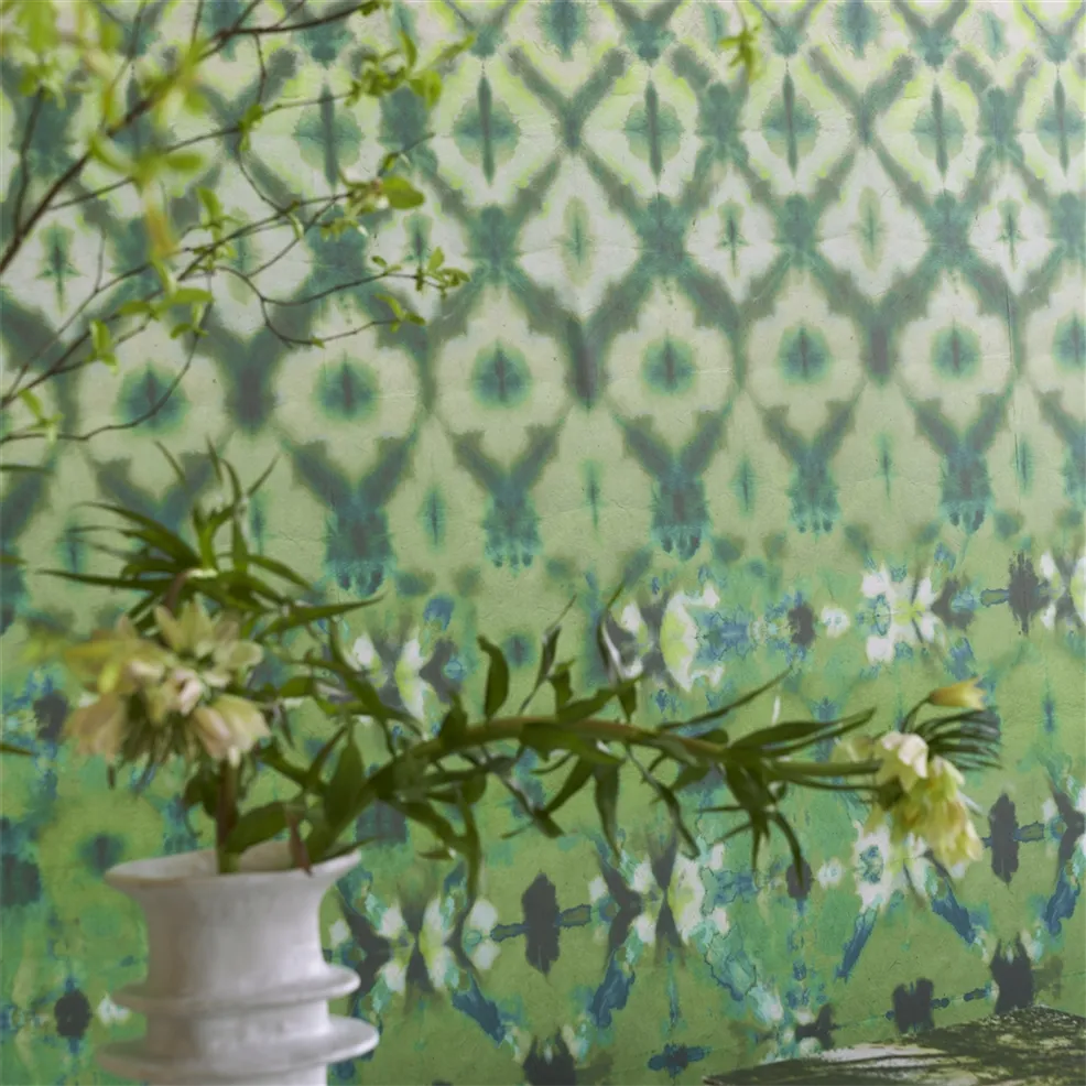 Designers Guild PDG1161/03 Scenes and Murals III Karaoshi Emerald - tapeta geometryczna