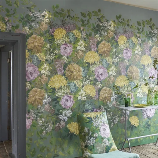 Designers Guild PDG1170/01 Scenes and Murals III Fleurs D Artistes Vintage Green - tapeta w kwiaty