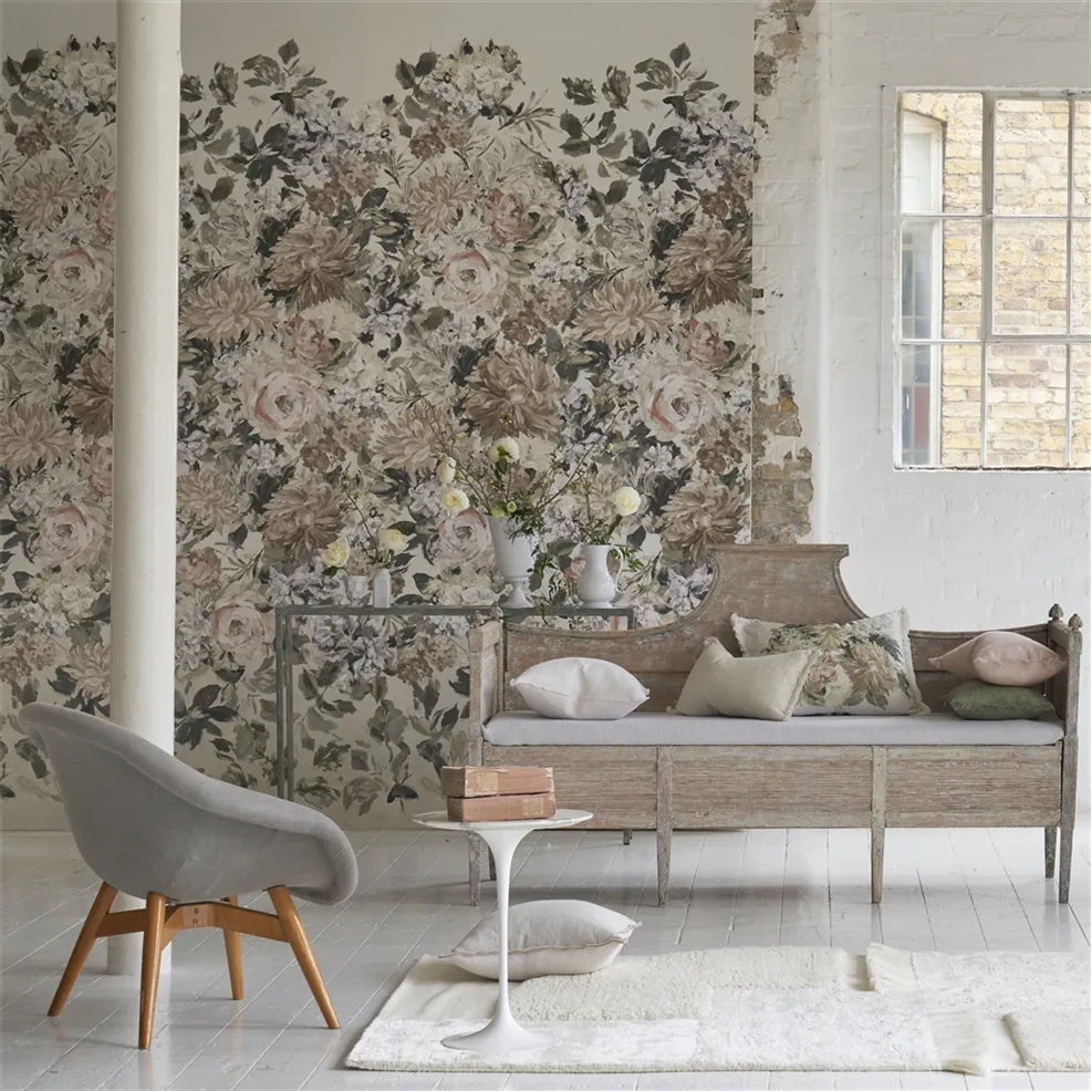 Designers Guild PDG1170/03 Scenes and Murals III Fleurs D Artistes Chalk - tapeta w kwiaty