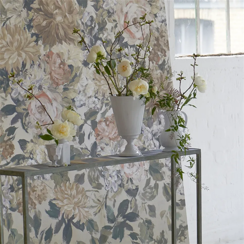 Designers Guild PDG1170/03 Scenes and Murals III Fleurs D Artistes Chalk - tapeta w kwiaty