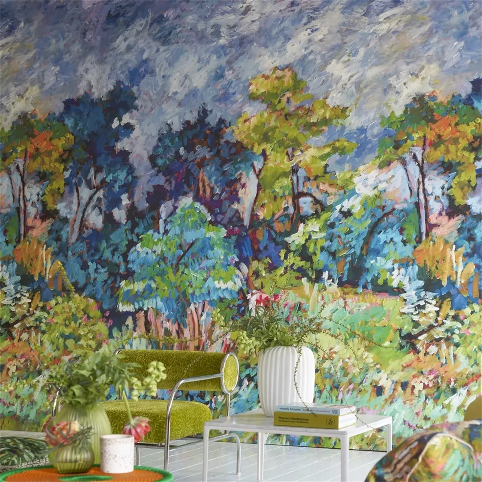 Designers Guild PDG1179/01 Scenes and Murals III Foret Impressionniste Cobalt - tapeta z krajobrazem leśnym