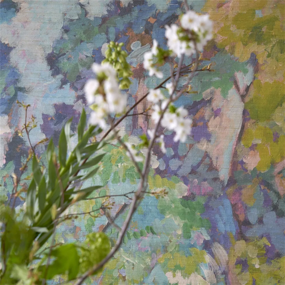 Designers Guild PDG1183/01 Scenes and Murals III Foret Impressionniste Grasscloth Celadon - tapeta z krajobrazem leśnym