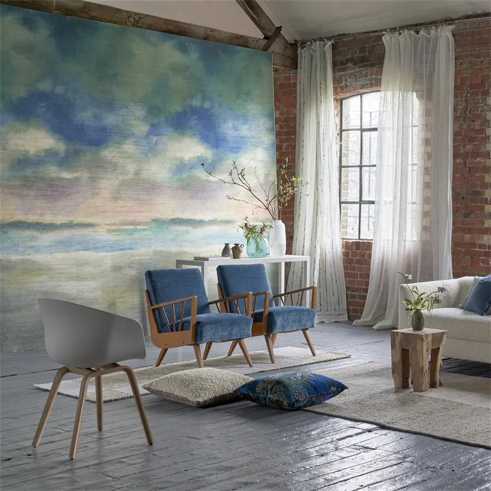 Designers Guild PDG1184/01 Scenes and Murals III Paysage Marin Grasscloth Sky - tapeta w kwiaty