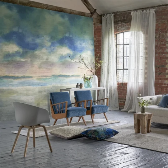 Designers Guild PDG1184/01 Scenes and Murals III Paysage Marin Grasscloth Sky - tapeta w kwiaty