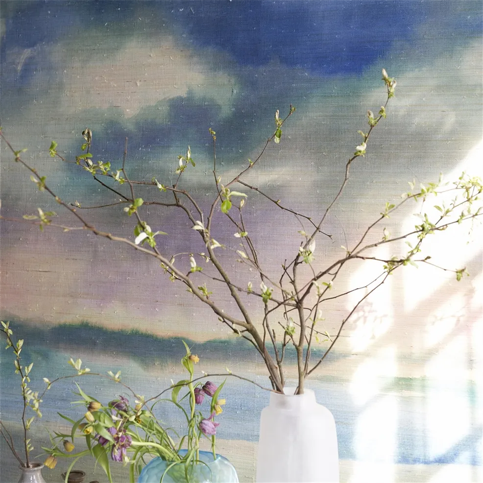 Designers Guild PDG1184/01 Scenes and Murals III Paysage Marin Grasscloth Sky - tapeta w kwiaty