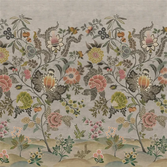 Designers Guild PDG1187/01 Scenes and Murals III Brocart Decoratif Sepia - tapeta w kwiaty